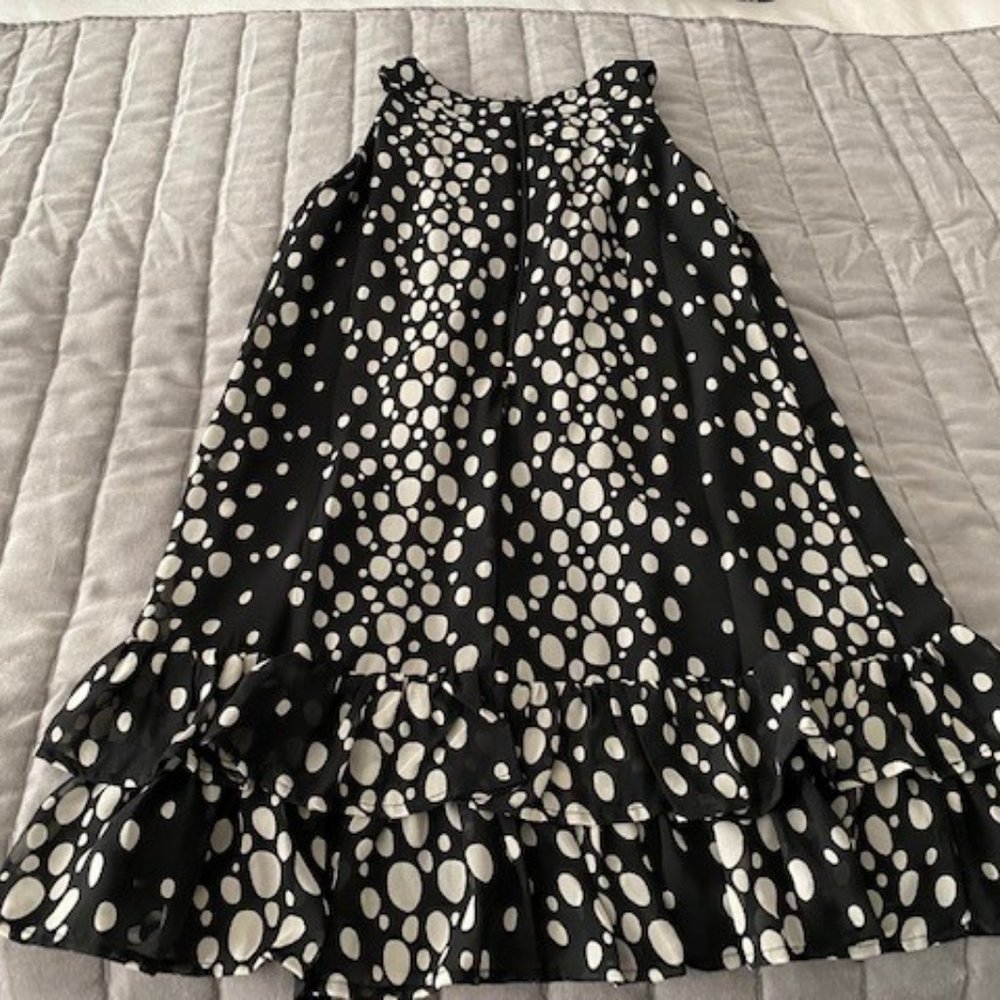 Sleeveless Black and White Polka Dot Dress